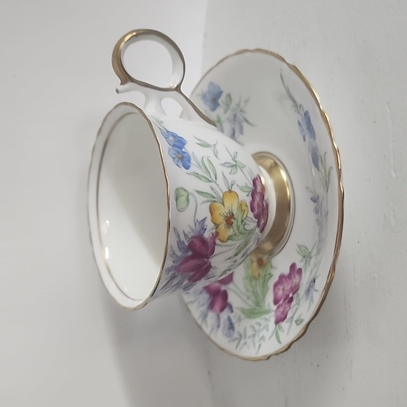 Handpainted Teacup Flowers Yellow, Pink, Blue Delphine Bone China Made in Englan - Picture 6 of 8